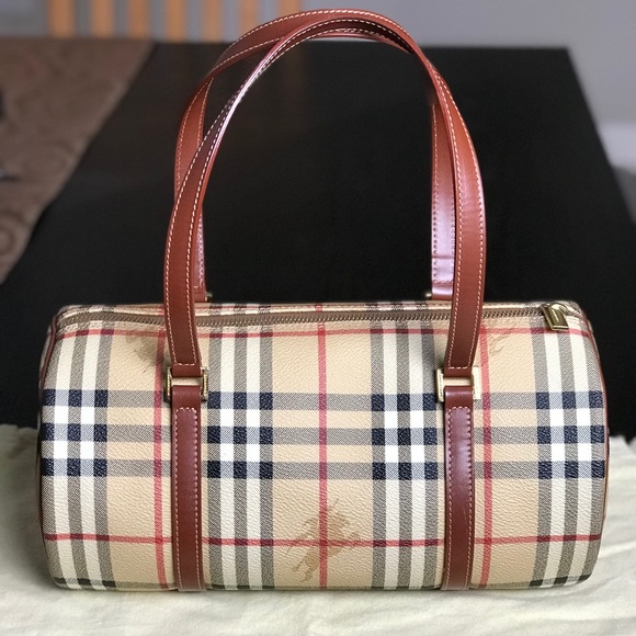 Burberry Handbags - Burberry Haymarket Barrel Bag Purse Nova Check